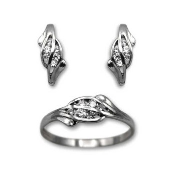 Juego de oro blanco con circonitas