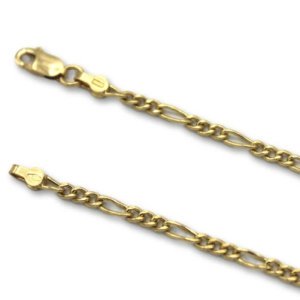 Cadena de oro barbada intercalada 3x1