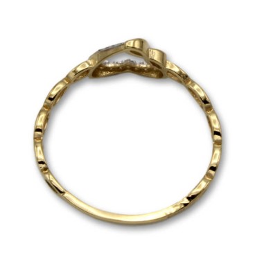 Sortija de oro corazón circonitas e infinito