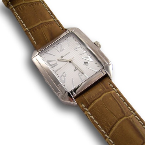 Reloj en acero y piel para hombre Thermidor