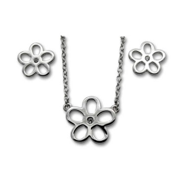 Conjunto margarita en plata y circonita