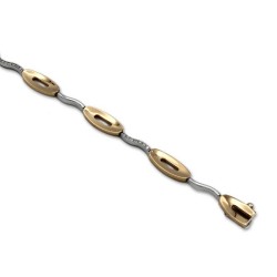 Pulsera de oro bicolor oval