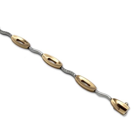Pulsera de oro bicolor oval