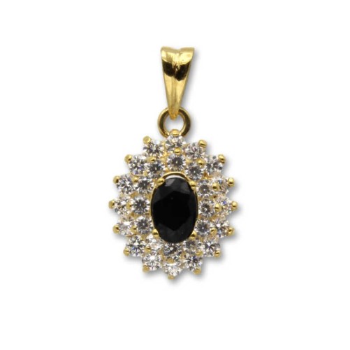 Colgante de oro con circonitas y zafiro