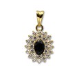 Colgante de oro con circonitas y zafiro
