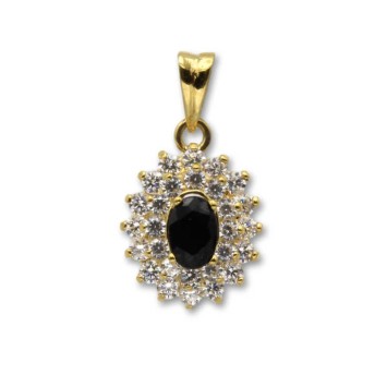 Colgante de oro con circonitas y zafiro