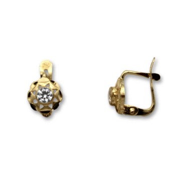 Pendiente de oro cubana circonita 1ª postura