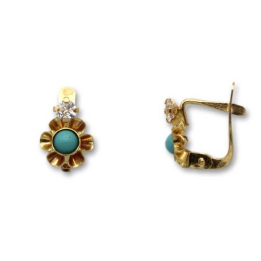Pendiente de oro arquillo color turquesa 1ª postura