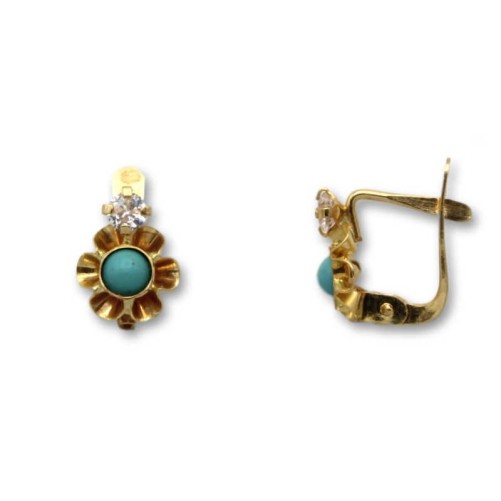 Pendiente de oro arquillo color turquesa 1ª postura