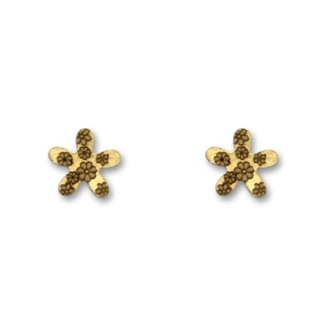 Pendiente de oro flor