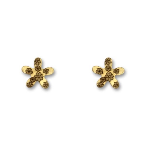 Pendiente de oro flor