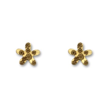 Pendiente de oro flor