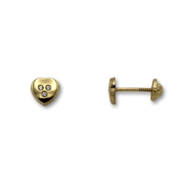 Pendiente de oro de corazon con piedras pequeño