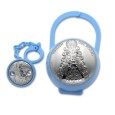 Set de pinza y guarda chupete Virgen del Rocio celeste