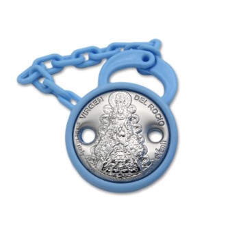 Set de pinza y guarda chupete Virgen del Rocio celeste