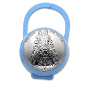 Set de pinza y guarda chupete Virgen del Rocio celeste