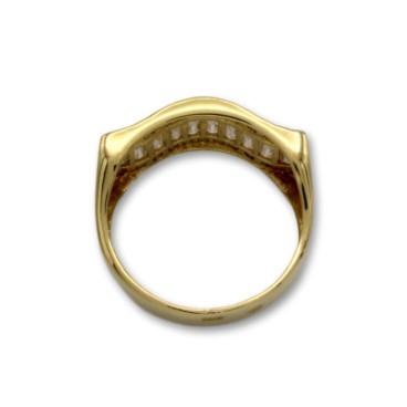 Sortija de oro con circonitas en baguet y pavé