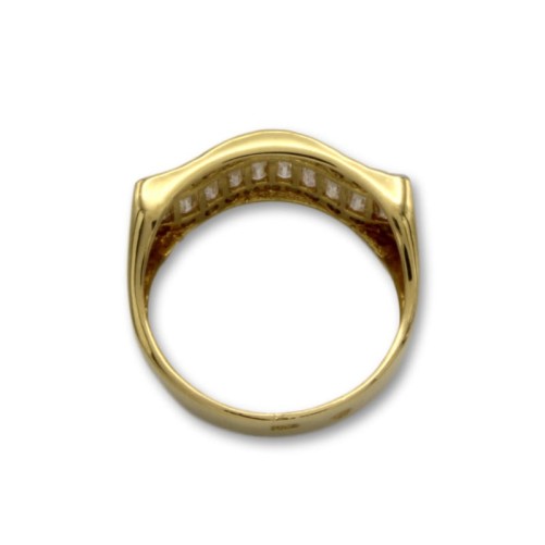 Sortija de oro con circonitas en baguet y pavé