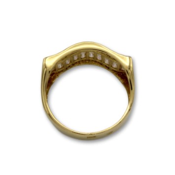 Sortija de oro con circonitas en baguet y pavé