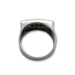 Sortija en oro blanco rectangular con grecas