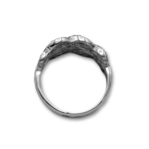 Sortija de oro blanco con forma de trenza