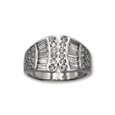 Sortija oro blanco con forma de abanico