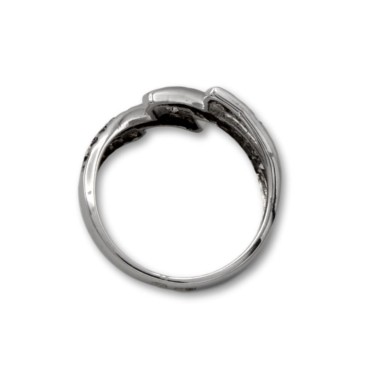 Sortija de oro blanco diseño de zigzag