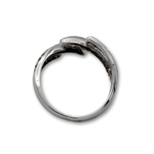 Sortija de oro blanco diseño de zigzag