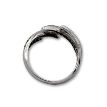 Sortija de oro blanco diseño de zigzag