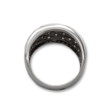 Sortija de oro blanco con rombos y circonitas