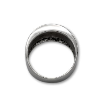 Sortija de oro blanco con relieve y circonitas