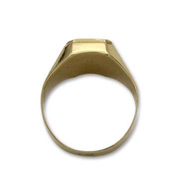 Sello de oro rectangular con relieves y zafiro