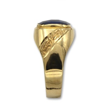 Sello de oro cuadrado con talla y zafiro