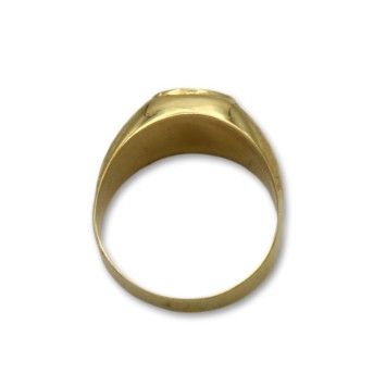 Sello de oro rectangular con forma de televisor, con tallas y rubí