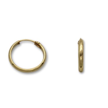Pendiente de oro aro media caña diámetro 13 mm grosor 1.80mm
