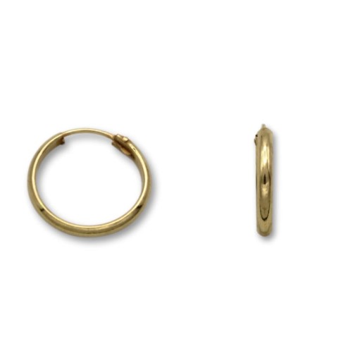 Pendiente de oro aro media caña diámetro 13 mm grosor 1.80mm