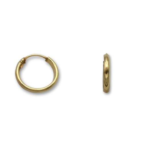 Pendiente de oro aro media caña 11mm diametro y grosor 1.8mm