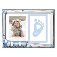 Marco de foto infantil para huellas tren celeste 16x21 Marco de foto infantil para huellas tren celeste 16x21