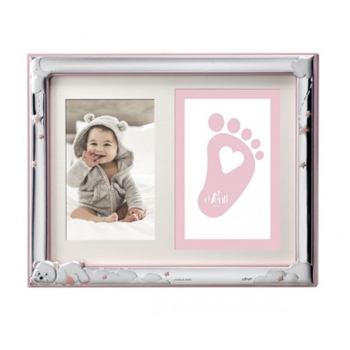 Marco de foto infantil para huellas osito rosa