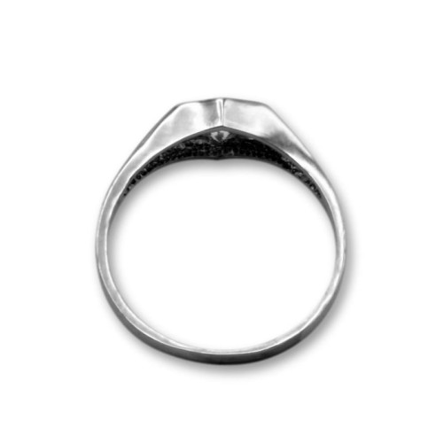 Solitario de oro blanco con circonita en rombo