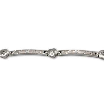 Pulsera de oro blanco con circonitas y flores