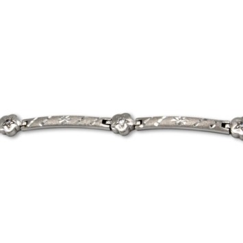 Pulsera de oro blanco con circonitas y flores