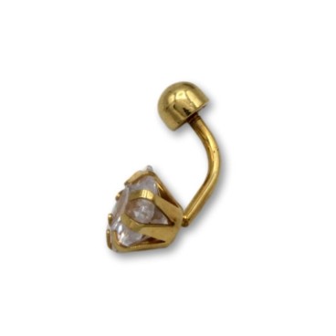 Piercing de ombligo en oro con circonita de estrella