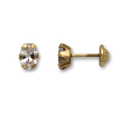 Pendiente en oro con circonita ovalada