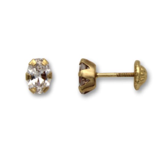 Pendiente en oro con circonita ovalada