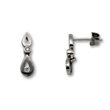 Pendiente de oro blanco con circonitas