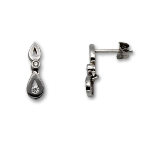 Pendiente de oro blanco con circonitas