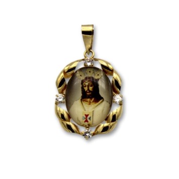 Medalla de oro de Jesús Cauitivo en esmalte