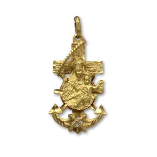 Curz marinera de oro de la virgen del Carmen