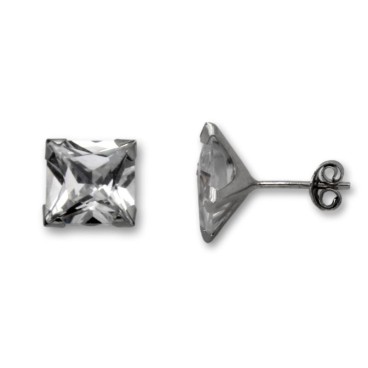 Pendiente en oro con circonita cuadrada 8mm